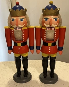 Vintage Paar Erzgebirge Christian Ulbricht 13,5" Holz Deutsche Nussknacker - Bild 1 von 10