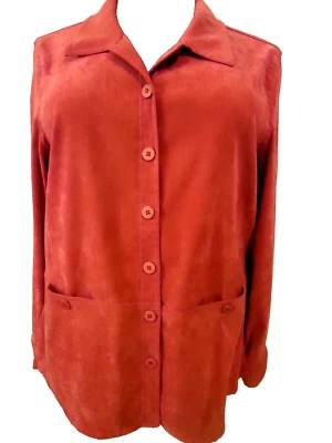 Appleseed's Chaqueta de Gamuza Poli Rosa/Mauve, Botones, LNG SLVS, XL Foto 1 de 4