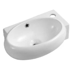 Badezimmer Waschbecken Waschtisch Garderobe oval Keramik links modern weiß - Bild 1 von 5