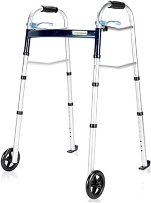 Folding Walker, OasisSpace CompactTrigger Release, 5" Wheels Narrow Lightweight - Image 1 of 4