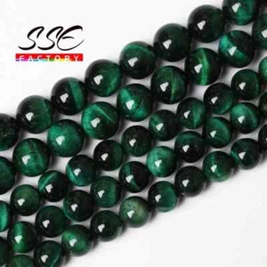 SET MIT 90/60/46/36 ODER 30 PERLEN TIGERAUGE GRÜN NATUR 4/6/8/10/12 MM - Bild 1 von 2
