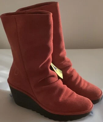 Fly London женские ботинки сожжен оранжевый YARA на танкетке замшевая платформа EU39/US8-8,5 новый - Изображение 1 из 4