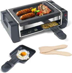 KZAI Mini Raclette Grill für 1-2 Personen, 500W, Antihaftplatte, 2 Pfännchen - Bild 1 von 7