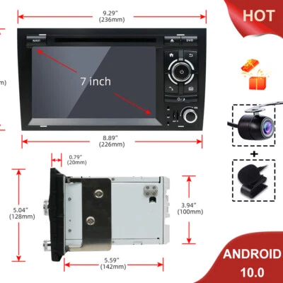7'' Autoradio per Audi A4 B6 B7 S4 RS4 Android 10.0 4G WIFI USB DVD GPS NAVI SWC - Immagine 1 di 4