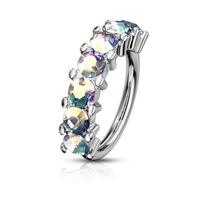 Gem Hoop Nose Lip Cartilage Earrings Helix Daith Rook Tragus Orbital Conch Rings - Image 1 of 3