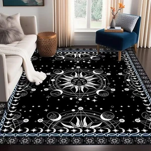 Large Sun and Moon Rug Boho Celestial Area Rugs for Bedroom Dorm Living Room - Picture 1 of 8