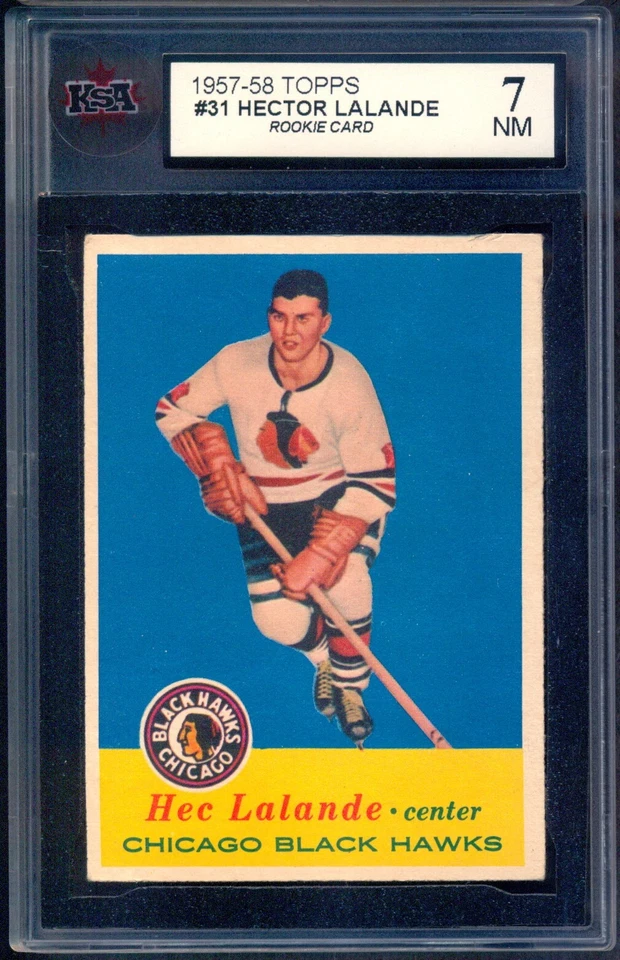 1957-58 TOPPS HOCKEY #31 Hec Lalande Rookie KSA Graded 7 NM Chicago Black Hawks - Image 1 of 2