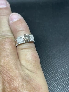 Champagner Diamant 14K Weißgold Verlobungsring. - Bild 1 von 11