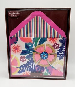 Papyrus Hand Made Note Cards Stationery Floral Invitations Paper - Picture 1 of 9