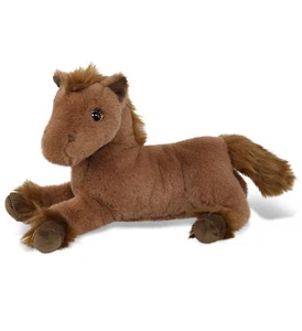 SUPER-SOFT PLUSH - FANCY LAYING BROWN HORSE 10" - Picture 1 of 7