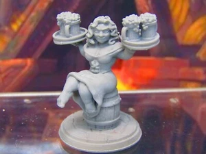 Dwarven Waitress Server Barkeep Barmaid Mini Miniatures 3D Printed Model 28/32mm - Picture 1 of 5
