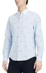 NWT $80 Tommy Hilfiger Blue H Logo Mens Size XL Custom Fit Button Down Shirt - Picture 1 of 3