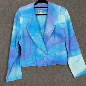 Vintage Cloth Art Original Womens Linen Jacket Cropped Hand Painted Size 10 - Picture 1 of 19
