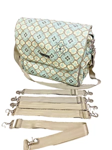 Große Wickeltasche Petunie Gurkenboden türkis grau mit Wickelunterlage - Bild 1 von 12