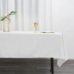 5 WHITE 60x102 RECTANGLE POLYESTER TABLECLOTHS Wedding Catering Supplies SALE - Picture 1 of 8