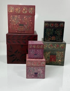 Bob's Boxes Primitive Parlor Colors Square Nesting Stacking Storage Box Set 6 Pc - Picture 1 of 12