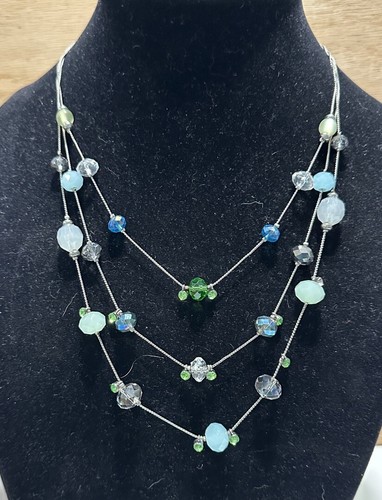 VETEMENTS collana di perline tono argento multifilo 17 20”