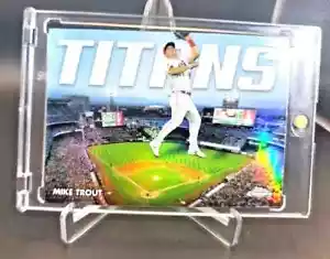 MIKE TROUT RAINBOW REFRACTOR HOLO INSERT WITH CASE LOS ANGELES ANGELS - Picture 1 of 5