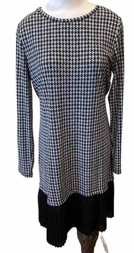 Abito leggero MK MICHAEL Michael Kors manica pied de poule nero bianco M Z49