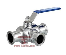 1" Tri-Clover Clamp 3 Way 304Ss Sanitary Ball Valve Beer Brewing Wine Dairy Soda
