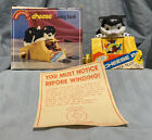 Vintage 1980s Wind-Up Cat Cheese Saving Bank Works- New Open Box.  Box Damaged