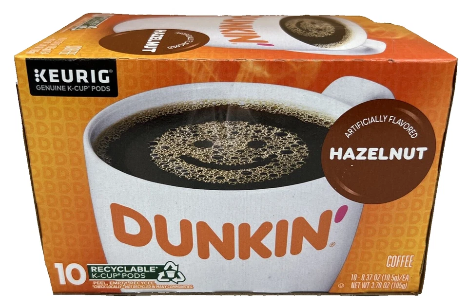 Dunkin' Donuts Hazelnut Flavored Coffee K-Cup Pods – 10 Count