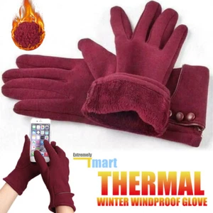 Thermal Windproof Winter Gloves Touch Screen Warm Mittens Women Fleece Lined - Picture 1 of 12