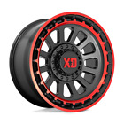 XD856 Omega 20in 6 Lug Wheel Satin Black Machined Lip with Red Tint