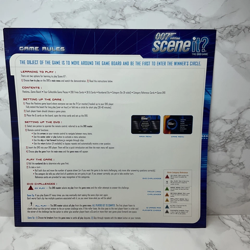 James Bond 007 Scene it? DVD Game Replacement Original 2x Sided Game Rules - Image 1 of 1