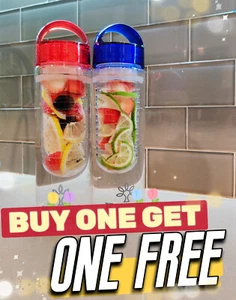 Buy 1 Get 1 Free - Fruit Infuser Water Bottle 24oz Red Blue Black BPA FREE - Picture 1 of 13