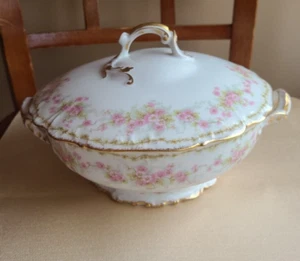 Bawo & Dotter BWD4 Pink Roses 8" Covered Serving Bowl Elite Limoges France - Picture 1 of 14