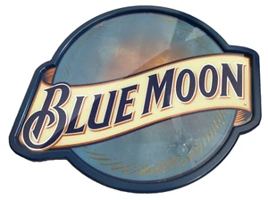 Authentic 2004 BLUE MOON BREWING COMPANY Glass Beer Sign Man Cave Breweriana! - Picture 1 of 14