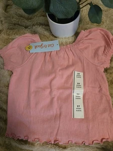New Cat & Jack Girl's Shirt Top Medium Pink Short Sleeve Size 2T - Picture 1 of 3