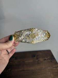 Cinturón Western Floral Pergamino Hebilla Vaquera Vaquera De Colección Crumrine El Arturo Bronce - Imagen 1 de 5