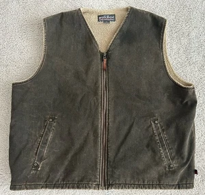 Woolrich Sherpa Lined Vest Mens 2XL Brown Denim - Picture 1 of 4