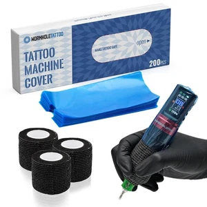 200 Stück Kunststoff Tattoo Maschine Abdeckungen, 3 Stück Tattoo Griffband, Einweg Tattoo - Bild 1 von 1