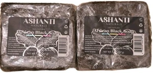 (2) Ashanti Naturals African Black Soap Bar 8 oz - 100% Natural - Vegan - Ghana - Picture 1 of 4