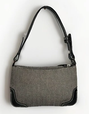 Mini bolso de hombro / clutch Lauren Ralph Lauren blanco y negro diseño espiga Foto 1 de 4