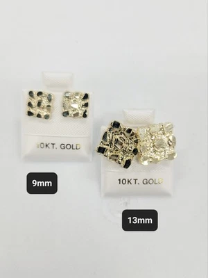 Pendientes estilo pepita texturizada forma cuadrada de 10kt, parte posterior mariposa, nuevos, CBJ Foto 1 de 3