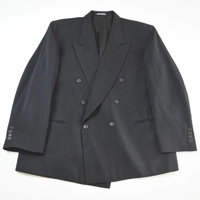 Blazer Traje Chaqueta Abrigo Deportivo De Colección Para Hombre Doble Pecho 46R Negro Sólido Foto 1 de 4