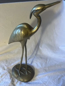"Estatuilla de garza de pie de latón de colección de 14"" de alto grulla garceta decoración de pájaros" - Imagen 1 de 21