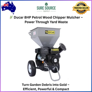 Ducar Wood Chipper Shredder Mulcher Garden 8hp Petrol Motor Upright Grinder - Si - Picture 1 of 12