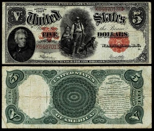 1907 $5 LARGE SIZE~LEGAL TENDER NOTE~~VERY FINE - Picture 1 of 1