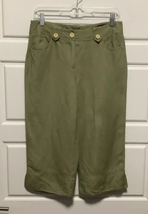 Larry Levine Damen-Caprihose grün Leinenmischung Größe 8 - Bild 1 von 8