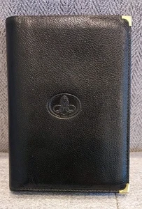 Pourchet Paris / France Folding Wallet Black Gold Tone Hardware Embossed Lion - Picture 1 of 12