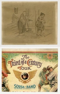 1925 Jiggs & Maggie Drawing Signed HE Hand & Chromolitho Sousa Band Tour Remnant - Picture 1 of 3