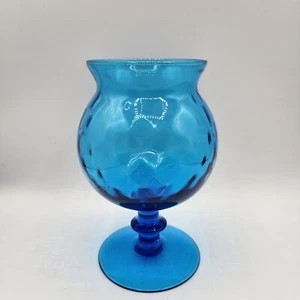 Empoli Glass Optic Style Blue Footed Vase - Picture 1 of 6