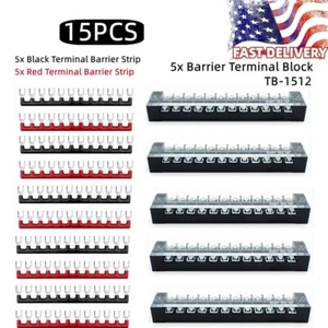 15PCS Dual Row 12 Position Screws Terminal Electric Barrier Strip Block 600V 15A - Picture 1 of 2