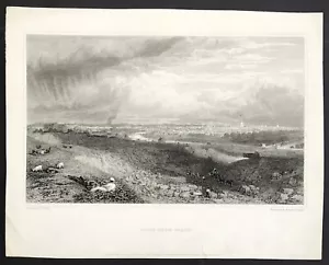 France Paris from Passy After Frederick Nash 1823 original engraved print - Picture 1 of 3