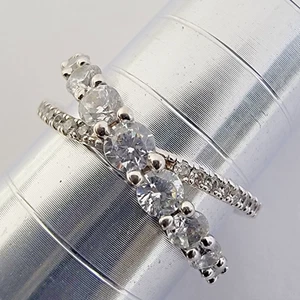 Sugarfix Baublebar Sparkle Crisscross Ring Silver Plated Simulated Diamond Sz 8 - Picture 1 of 8
